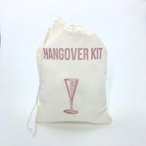 Hangover Kit Favor Bags | Champagne Bachelorette Party Bags Holiday Survival Kit Goodie Bag Wedding Welcome Recovery Gift Bag Bridesmaid