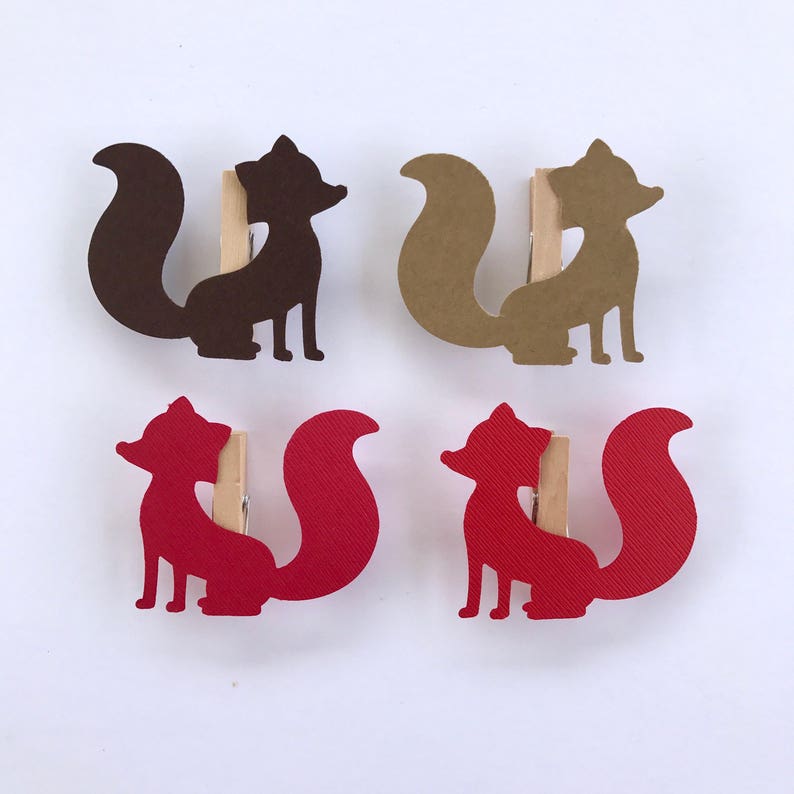 Fox Clothespins Christmas Decoration Paper Cutouts Kit Holiday Card Holder Hanger Garland banner Gift Wrapping Clothes Pins Clips Gift Wrap