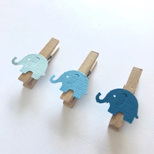 12 Blue Elephant Clothespin Baby Shower Decoration Dont Say Baby Game Party Favor Clothes Pins Clips Its a Boy Diaper Cake Gender Reveal image 2