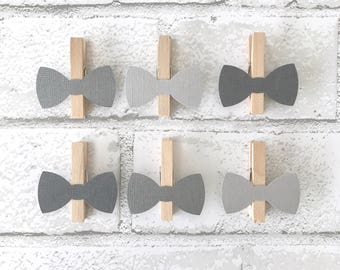 Gray Bow Tie Clothespin Baby Shower Decoration Dont Say Baby Game Bowtie Clothes Pins Clips  Birthday Party Favor Wedding Photo Display