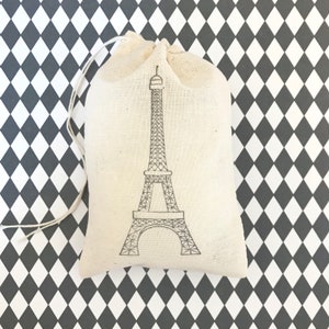 Eiffel Tower Favor Bags Paris Party Bag France Goodie Bag Destination Wedding Welcome Baby Shower Birthday Bachelorette Candy Cloth Muslin