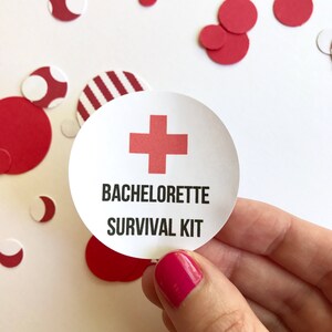 Bachelorette Survival Kit Aufkleber | Runder Kreis Aufkleber Hangover Junggesellinnenabschied | Geschenkbeutel Etikett | Umschlag Verschluss Paket Aufkleber