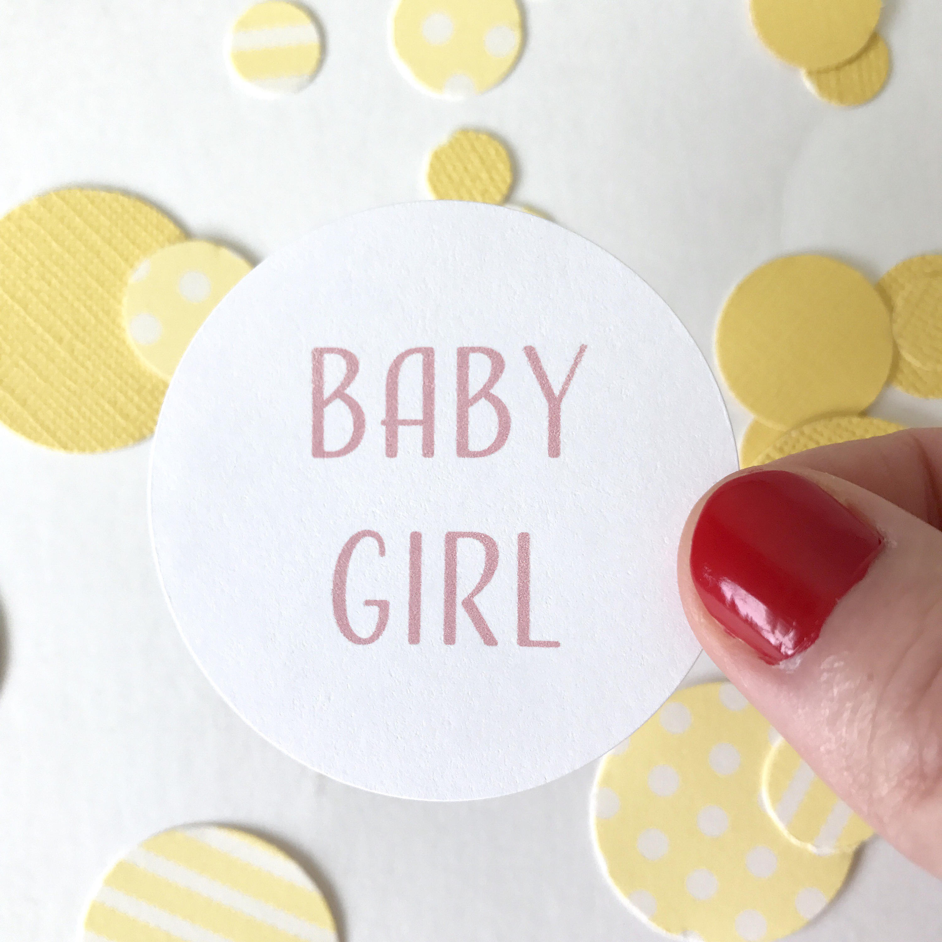 Baby Girl Sticker Baby Shower Favor Bag Circle Sticker Its Etsy