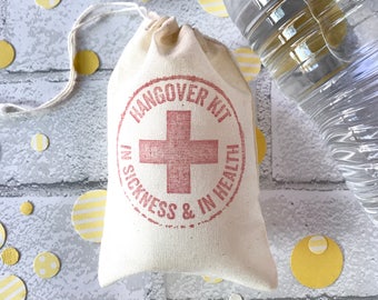 Hangover Kit Bag Individual | Bachelorette Favor Bags Wedding Welcome Recovery Party Favor Muslin Gift Groomsmen Bachelor Bridesmaid Bridal