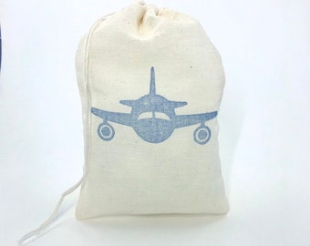 Airplane Party Bags Aviation Baby Shower Pilot Retirement Favor Bags Goodie Bags Gift Bags Candy Bag Cloth Fabric Muslin Soap Baby Boy