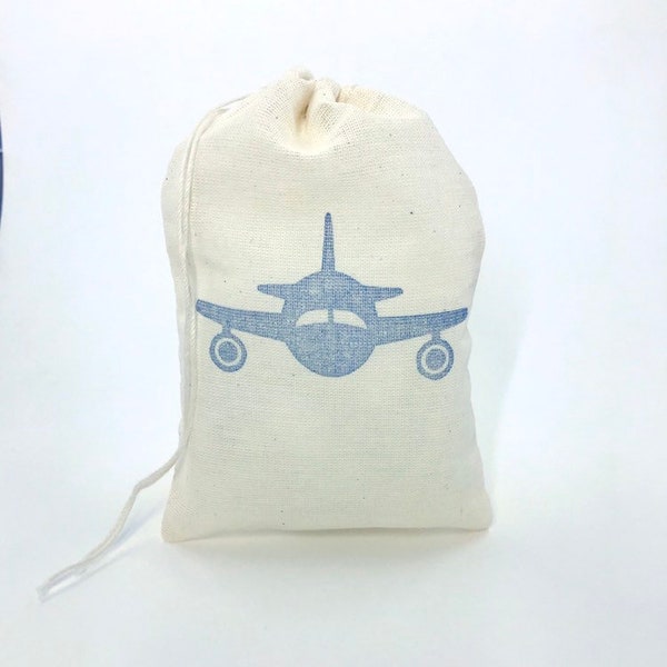 Airplane Party Bags Aviation Baby Shower Pilot Retirement Favor Bags Goodie Bags Gift Bags Candy Bag Cloth Fabric Muslin Soap Baby Boy
