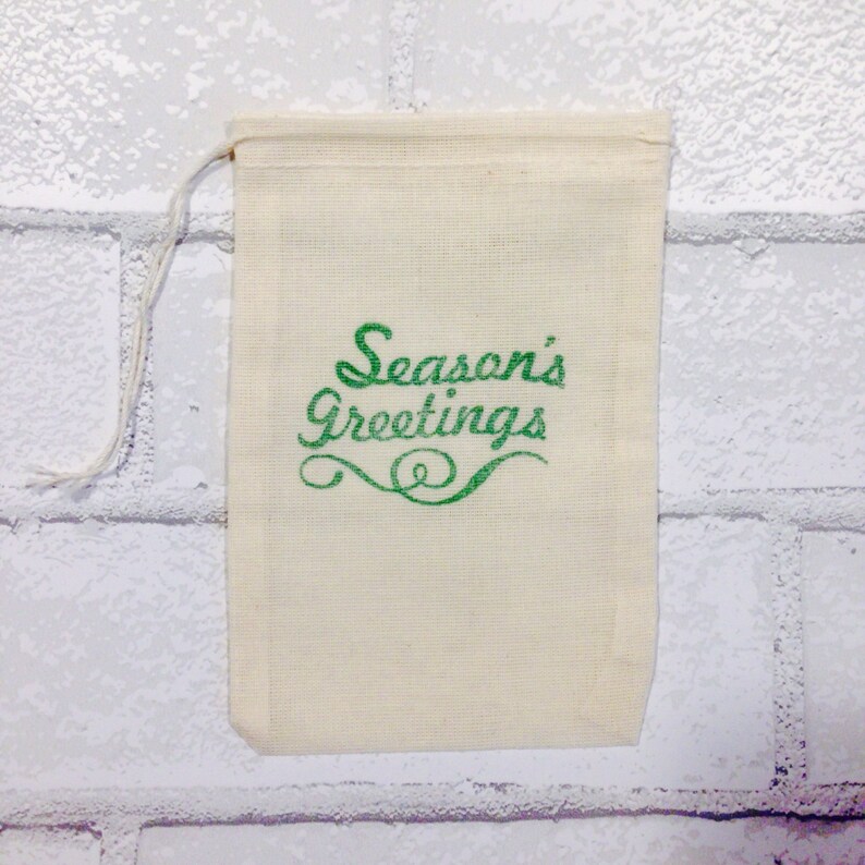 Seasons Greetings Favor Bags Christmas Party Bags Holidays Goodie Candy Cloth Muslin Bag Gift Bag Wrap Exchange Advent Soap Stocking Stuffer image 4