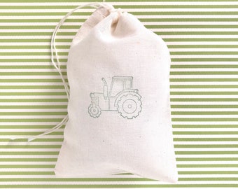 Tractor Favor Bags | Party Goodie Bag Farm Baby Shower Muslin Bag Birthday Candy Gift Bag Soap Jewelry Bachlor Gift