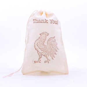 Rooster Favor Bags Wedding Welcome Party Bags Birthday Baby Shower Gift Bag Country Western Farm Candy Goodie Soap Gift Bag image 1