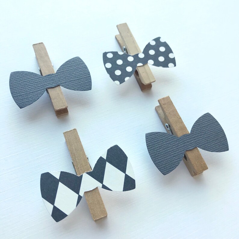 Gray Bow Tie Clothespin Baby Shower Decoration Dont Say Baby Etsy