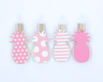 Pink Pineapple Clothespins Wedding Baby Shower Decoration Clothes Pin Clips Hawaiian Beach Party Favors Dont Say Baby Drink Marker