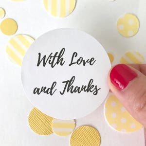 With Love and Thanks Sticker | Wedding Favor Bag Circle Round Label Envelope Seal Thank You Gift Bag Cards Package Goodie Candy Treat Bag