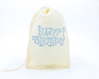 Happy Birthday Favor Bags Birthday Party Bags Goodie Candy Bags Boy Birthday Gift Bags First Birthday Jewelry Soap Muslin Cloth