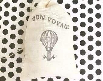 Hot Air Balloon Favor Bags Bon Voyage Party Bags Travel Theme Gift Bag Going Away Goodie Bags Destination Wedding Welcome Baby Shower Muslin