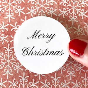 Merry Christmas Stickers | Christmas Card Seal Holiday Party Circle Round Envelope Label Mail, Packaging Thank You Bag Sticker Gift Tag