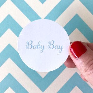Baby Boy Stickers | Baby Shower Favor Bag Circle Sticker | Its a Boy Blue Favor Bag Gift Label | Envelope Seal Package Sticker