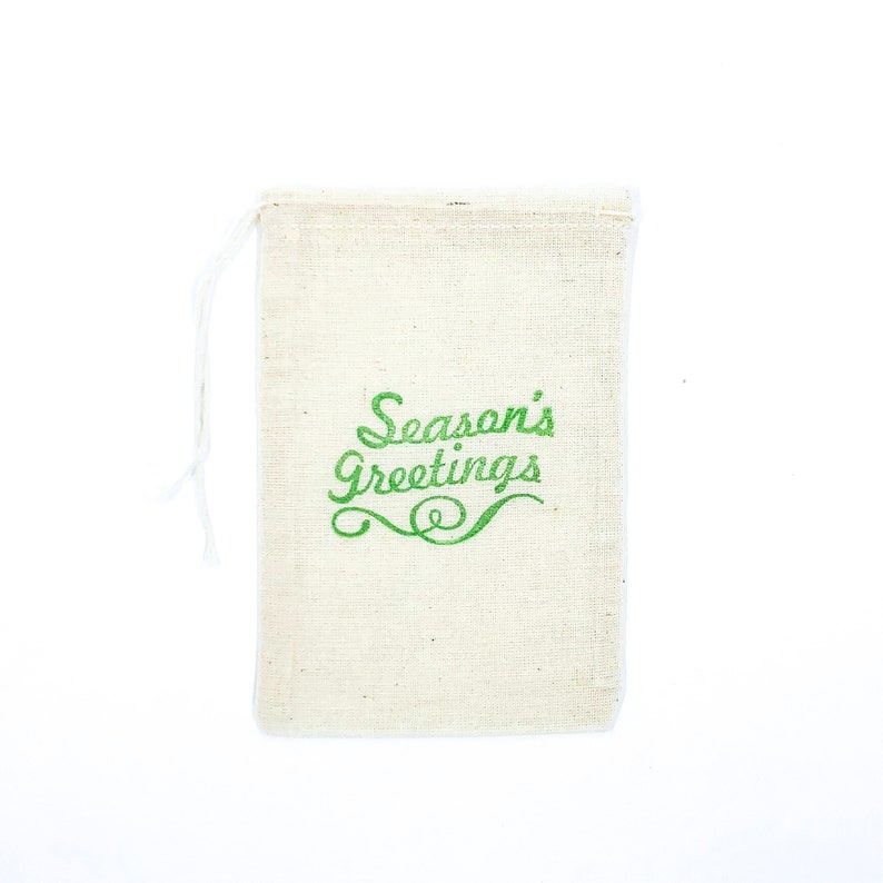 Seasons Greetings Favor Bags Christmas Party Bags Holidays Goodie Candy Cloth Muslin Bag Gift Bag Wrap Exchange Advent Soap Stocking Stuffer image 5