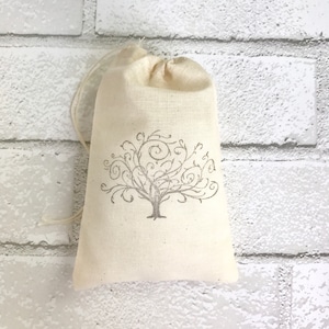 Tree Favor Bags Wedding Welcome Party Bags Baby Shower Baptism Gift Bag Bridal Bachelorette Thank You Petal Toss Candy Goodie Muslin Cloth