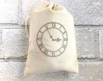 Vintage Clock Favor Bags Wedding Welcome Party Bag Baby Shower Gift Bag Birthday Bachelorette Jewelry Soap Candy Goodie