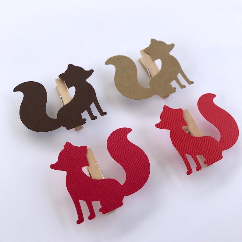Fox Clothespins Christmas Decoration Paper Cutouts Kit Holiday Card Holder Hanger Garland banner Gift Wrapping Clothes Pins Clips Gift Wrap