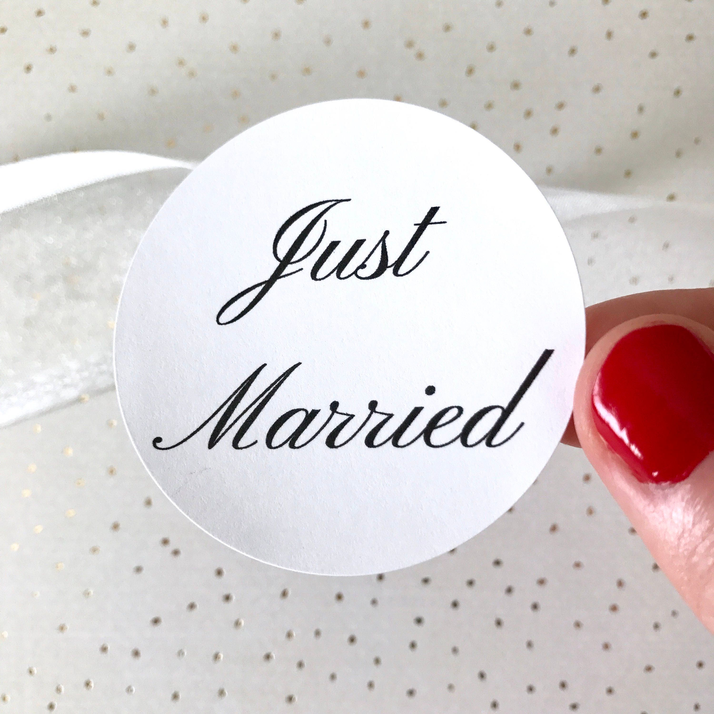 Just Married Stickers | Favor Bag Circle Round Label Wedding Envelope Seal Thank You Gift Bag Cards Package Goodie Candy Treat Bag