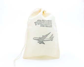 Airplane Favor Bags Bon Voyage Party Bags Travel Theme Gift Bag Going Away Goodie Bags Destination Wedding Welcome Baby Shower Muslin