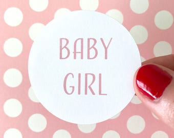 Baby Girl Sticker | Baby Shower Favor Bag Circle Sticker | Its a Girl Pink Favor Bag Gift Label | Envelope Seal Package Sticker