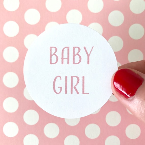 Baby Girl Sticker Baby Shower Favor Bag Circle Sticker Its Etsy