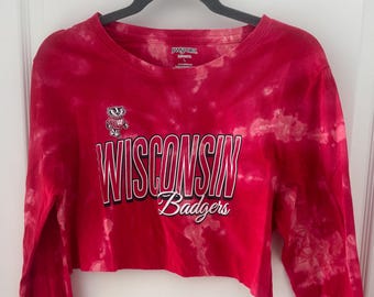Hand Tie Dyed Wisconsin Badgers Cropped Tee