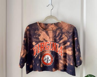 Vintage 90s University of Virginia Tie Dye Cropped Tee