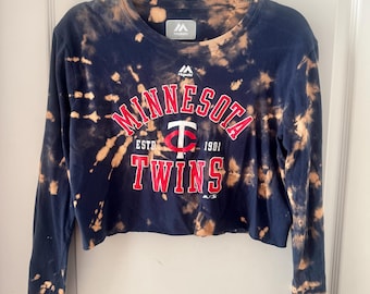 Hand Tie Dyed MLB Minnesota Twins cropped long sleeve