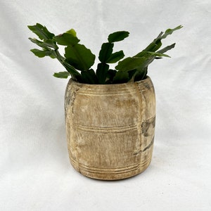 Vintage Rustic Handcrafted Bleached Wood Honey Pot/Planter/Vase
