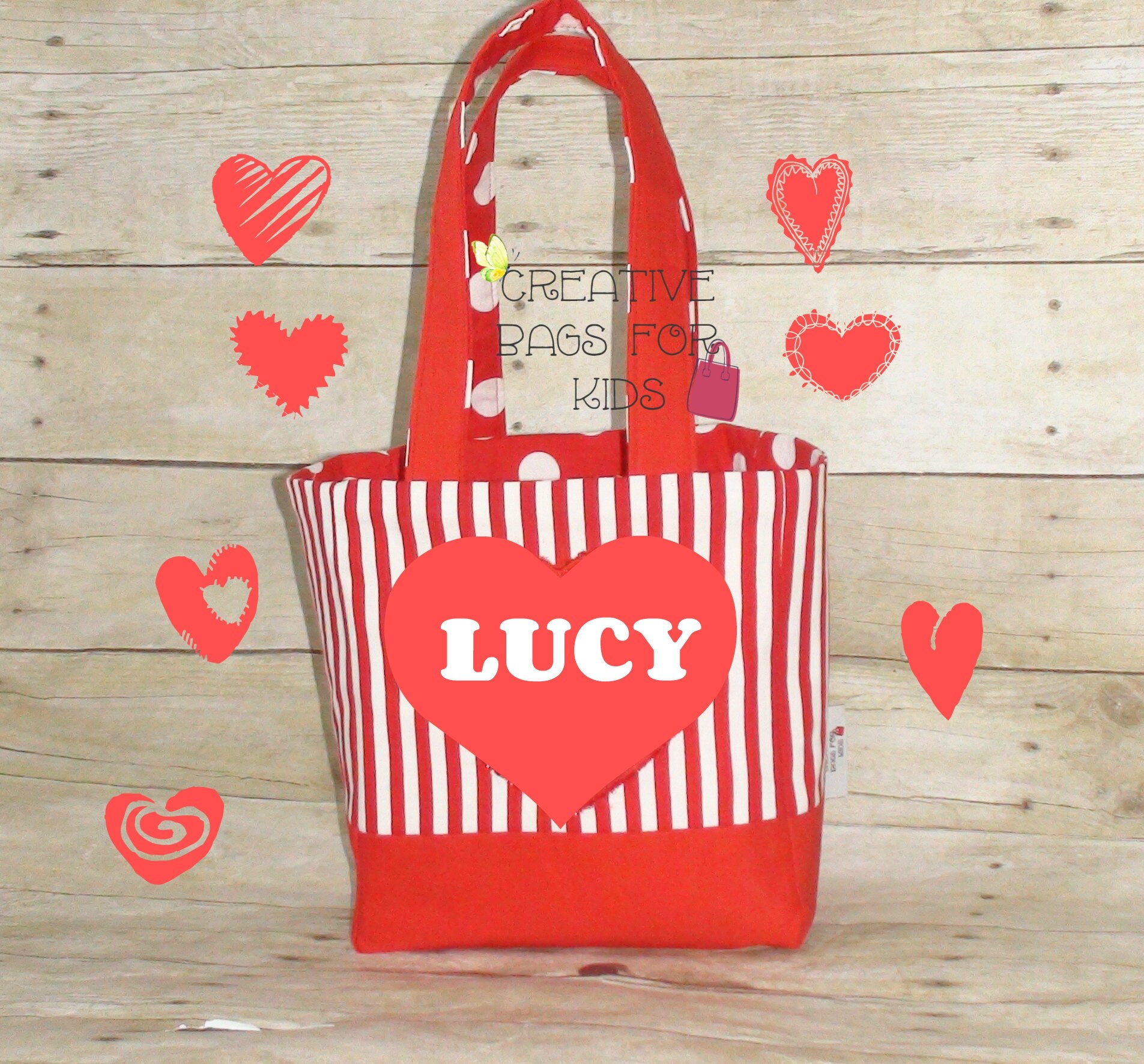 love heart lunch bag