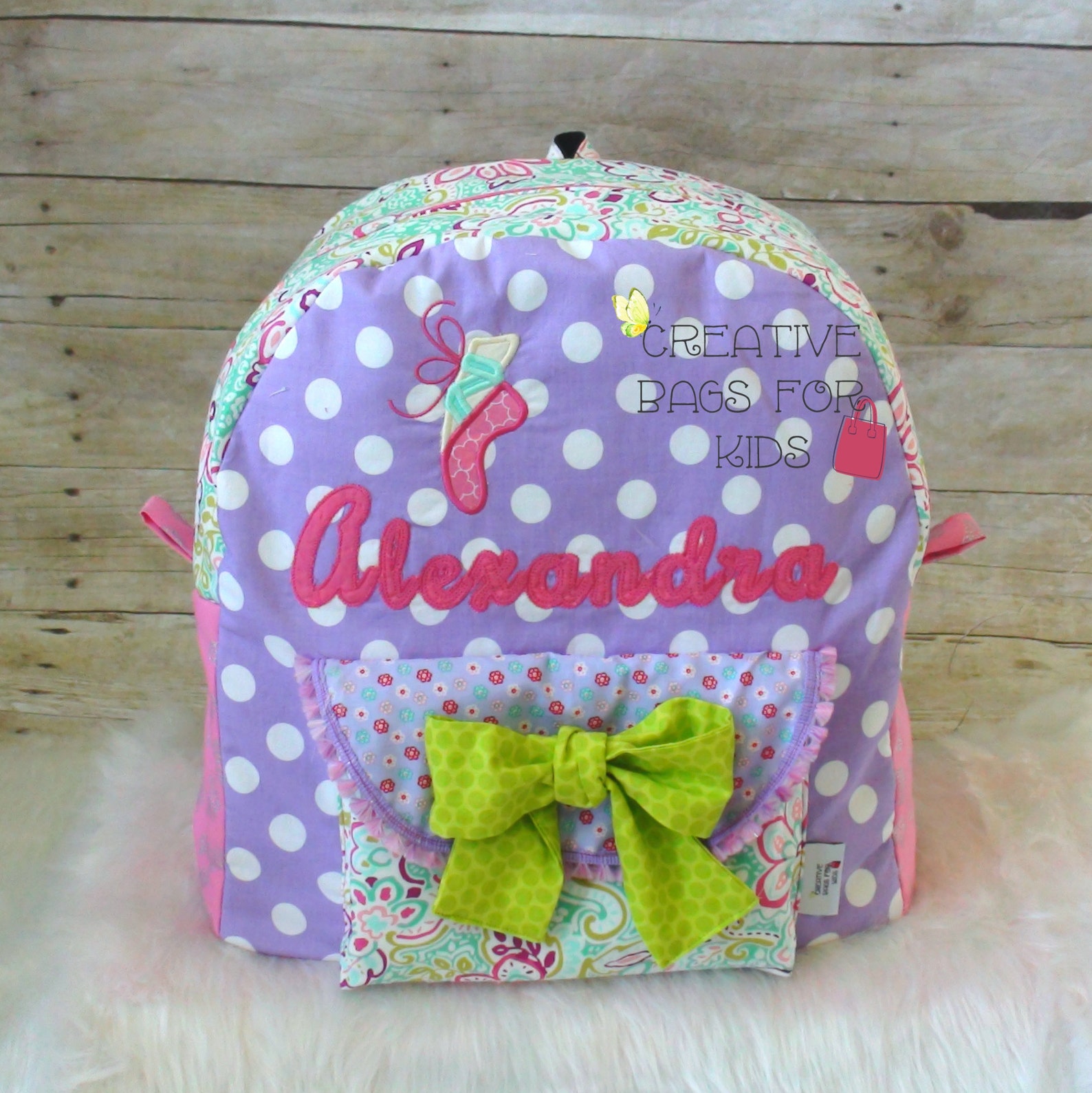 dance backpack, ballet backpack/ children backpack, toddler backpack, personalized backpack/ kindergarten backpack/ ballet shoe
