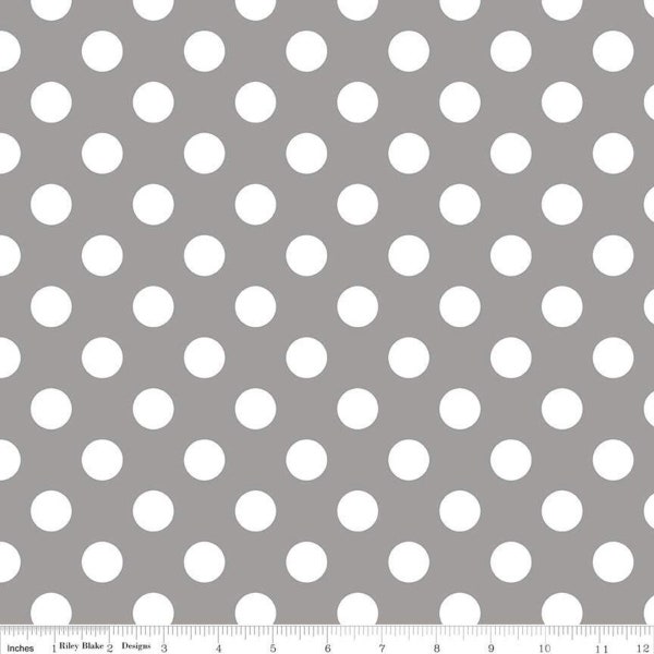 Gray medium dots fabric by Riley Blake- by the yard- 1 yardSHIPS IN 1 DAY