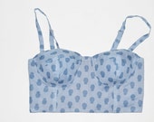 Blue Pineapple  print  adjustable cup less corset for one juicy mama!