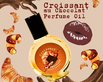 Croissant au Chocolat * Indie Perfume Oil  * Roll On * Gourmand * Creamy milk chocolate * Flaky Croissant * Sea Salt * Sweet Cream * Vanilla