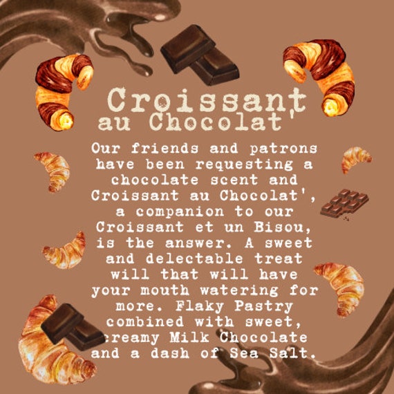 Croissant Au Chocolat Indie Perfume Oil Roll on Gourmand Creamy Milk  Chocolate Flaky Croissant Sea Salt Sweet Cream Vanilla 