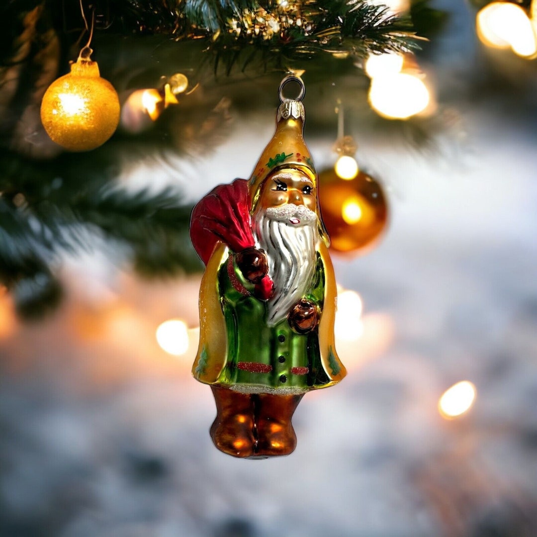 Radko Golden Rood Vintage Christopher Radko Little Golden Hood Glass Santa - Etsy