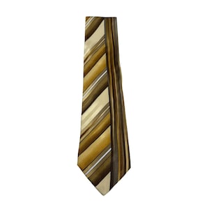 Vitaliano Pancaldi Italy Silk Neck tTe Abstract Geometric Striped Brown Gold Tan