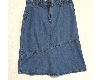 Vintage Bill Blass Jean Skirt Women's Size 8 Denim Midi Western Prairie Country