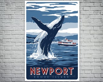 Affiche de voyage vintage Newport Rhode Island