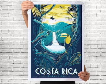Poster Forêt tropicale du Costa Rica Toucan Iguana
