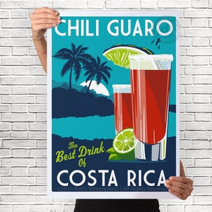 Costa Rica Chili Guaro Drink Poster Vintage Retro