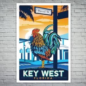Key West Duval Street vintage travel poster