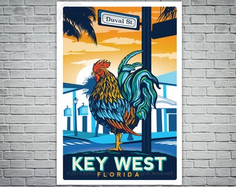 Key West Duval Street vintage travel poster