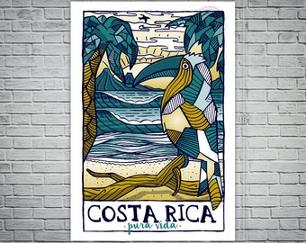 Costa Rica Travel Poster Pura Vida