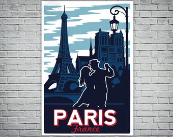 Affiche de voyage Paris France vintage rétro