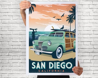 San diego Vintage travel poster