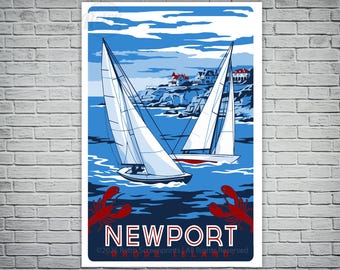 Affiche de voyage vintage Newport Rhode Island